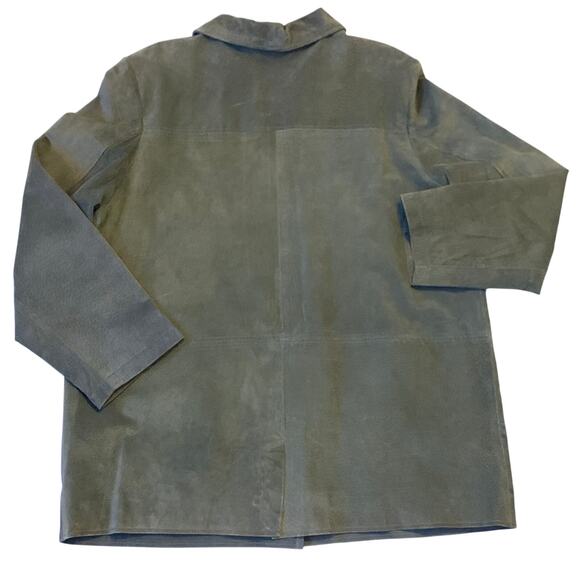 ISZ LEATHERS Womens XL Forest Green Suede Genuine Leather Button Front Jacket - Picture 12 of 13